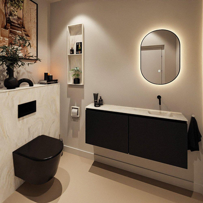 MONDIAZ TURE-DLUX Meuble de toilettes 120 cm Urban. EDEN lavabo Ostra position droite. Sans trou de robinet.
