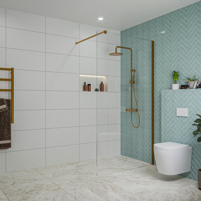 FugaFlow Eccelente Vetro Douche à l'italienne - 110x200cm - verre clair - Cuivre brossé