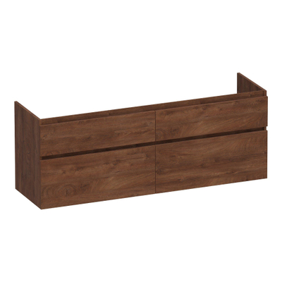 BRAUER Delight meuble sous-lavabo - 160x46x60cm - 4 tiroirs softclose - sans poignées - 2 découpes pour siphon - Forest Cacao