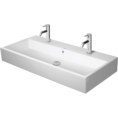 Duravit Vero air Wastafel - geslepen - met 2x1 kraangat - met overloop - 100x47cm - met wondergliss - inclusief bevestiging - wit