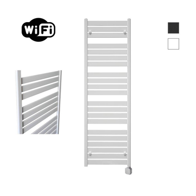 Sanicare HPW - Moda Elektrische Radiator - 160x60cm - 1159W - wifi - thermostaat - zilver - rechtsonder - mat wit