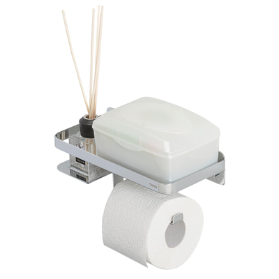 Tiger Caddy Toiletrolhouder met planchet Chroom