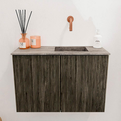 Mondiaz JOYA-DLUX Meuble de toilette 60cm - couleur Shadow - Vasque FAYE position Droite Sans trou de robinet couleur Oza