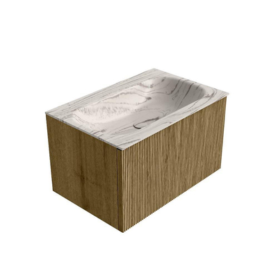 MONDIAZ KURVE-DLUX Meuble de salle de bains 70cm couleur Dusk avec 1 tiroir et 0 porte. Lavabo BIG SMALL Centré sans trou de robinet Nata.