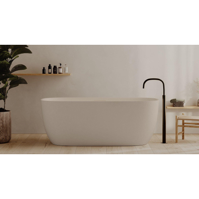 Ideavit Archtec Baignoire îlot - 170x80x63cm - texture rocheuse - trop-plein - pieds réglables - crème beige