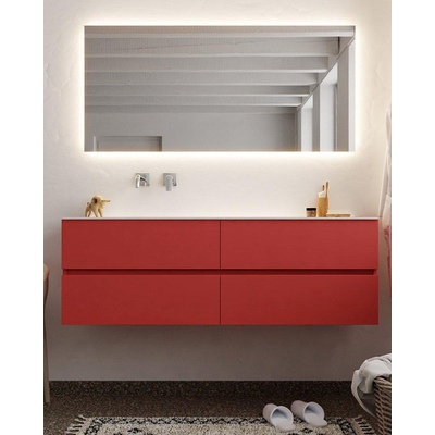 Mondiaz VICA ensemble de meuble de salle de bain - 150cm - meuble sous-vasque fire - 4 tiroirs - lavabo cloud gauche - sans trou de robinet XL version 60cm haut