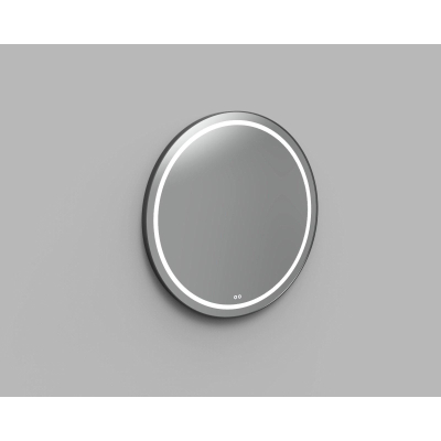 Arcqua Reflect Two Miroir rond avec éclairage LED 100cm et cadre en aluminium Noir mat