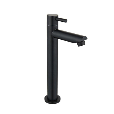 Fortifura Calvi Ensemble robinet pour lave-mains - robinet de lave-mains sur plage - haut - bonde always open - siphon design - Noir mat
