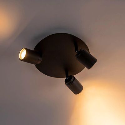 QAZQA Ducha badkamer plafondlamp - 25x25cm - 3 spots - IP44 - mat zwart
