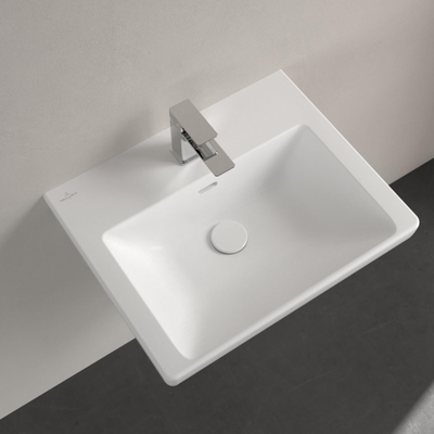 Villeroy & boch subway 3.0 lavabo 55x44x16.5cm rectangle 1 trou pour robinet avec trou de trop-plein pierre blanc mat céramique+