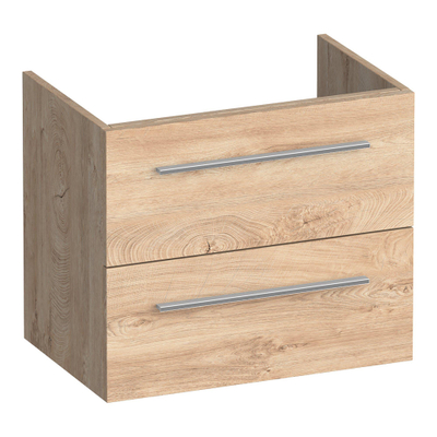 BRAUER Trust meuble sous-lavabo peu profond 60 sans poignées rapportées 2 tiroirs à fermeture douce et 1 découpe pour siphon - Forest Wheat