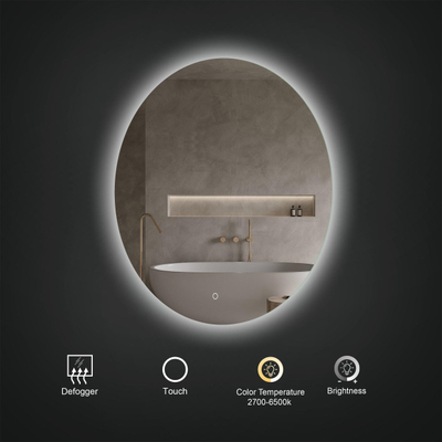 Arcqua Round Miroir - rond - 40cm - chauffage miroir - rétroéclairage LED