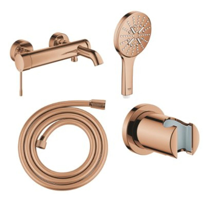Grohe Essence Badset - badkraan - handdouche - handdouchehouder - doucheslang - warm sunset (koper)