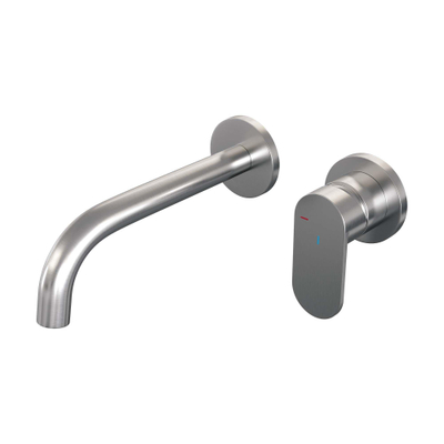 BRAUER Brushed Edition Wastafelmengkraan inbouw - gebogen uitloop links - hendel breed plat - inclusief inbouwdeel - model C 1 - PVD - geborsteld RVS