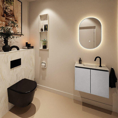 MONDIAZ TURE-DLUX Meuble toilette - 60cm - Plata - EDEN - vasque Ostra - position centrale - 1 trou de robinet