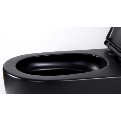 QeramiQ Dely hangtoilet – spoelrandloos – diepte 51,7 cm – met slim softclose zitting – mat zwart