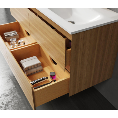 Saniclass Terra Wastafelonderkast - 120cm - 4 lades - sandwood