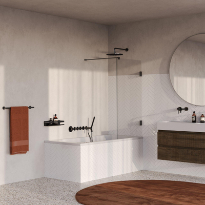BRAUER Void Paroi de baignoire - 80x140 - verre transparent - incl. traitement anticalcaire - gunmetal brossé PVD