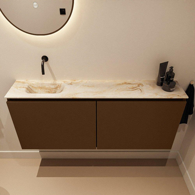 MONDIAZ TURE-DLUX Meuble toilette - 120cm - Rust - EDEN - vasque Frappe - position gauche - sans trou de robinet