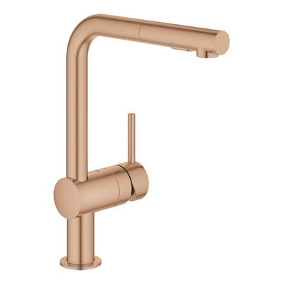 Grohe Minta Keukenkraan - hoog - uittrekbare l uitloop - 2 straalsoorten - brushed warm sunset (koper)