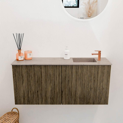 Mondiaz JOYA-DLUX 90cm toiletmeubel - kleur Dusk - Wastafel FAYE positie Rechts 1 kraangat kleur Saba.