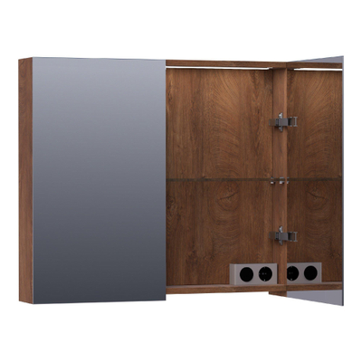 BRAUER Dual Armoire de toilette 80x70x15cm éclairage intégré rectangulaire 2 portes pivotantes MFC Viking Shield