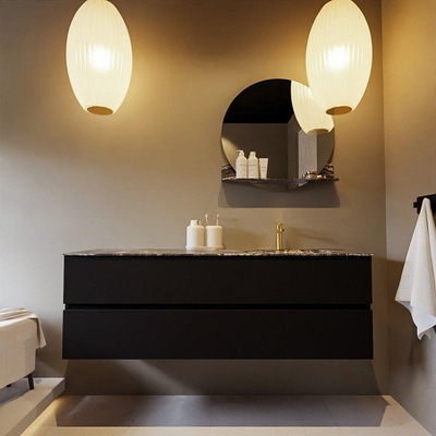 Mondiaz VICA-DLUX ensemble de meuble de salle de bain - 150cm - meuble sous-vasque urban - 2 tiroirs - lavabo encastré cloud droite - 1 trou de robinet - miroir modèle spot - version XL 60cm de haut - lave