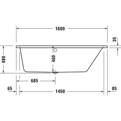Duravit No.1 Bad offset - 160x85cm hoek rechts - wit glanzend