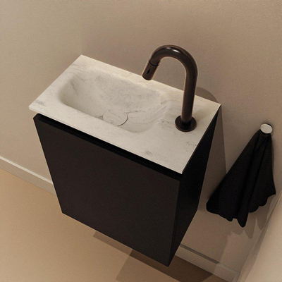 MONDIAZ TURE-DLUX 40cm toiletmeubel Urban. EDEN wastafel Opalo positie links. Met 1 kraangat.