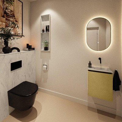 MONDIAZ TURE-DLUX Meuble toilette - 40cm - Oro - EDEN - vasque Opalo - position droite - sans trou de robinet