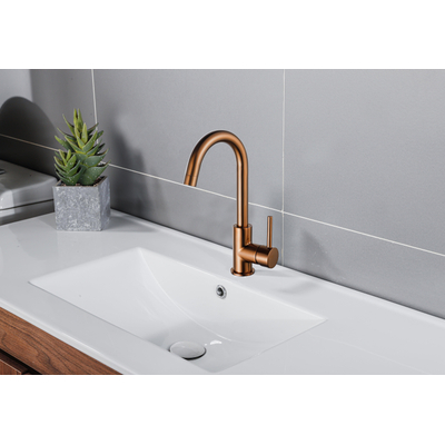 FugaFlow Eccelente Robinet de lavabo Acces - haut - bec pivotant - Cuivre brossé PVD (Cuivre)