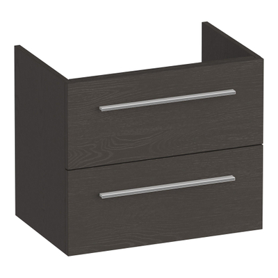 BRAUER Trust meuble sous lavabo peu profond 60 excl. poignées à poser 2 tiroirs softclose et 1 découpe pour le siphon - Bois Anthracite