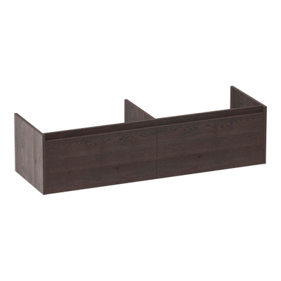 BRAUER Embrace wastafelonderkast - 139x35x45.5cm - 2 softclose lades - greeploos - 2 sifon uitsparingen - massief eiken - lamellen eiken zwart