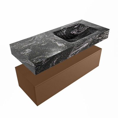 Mondiaz ALAN-DLUX Ensemble de meuble - 110cm - meuble Rust mat - 1 tiroir - Lavabo Cloud Lava suspendu - vasque Droite - 1 trou de robinet
