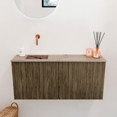 Mondiaz JOYA-DLUX 90cm toiletmeubel - kleur Dusk - Wastafel FAYE positie Links Zonder kraangat kleur Arena.