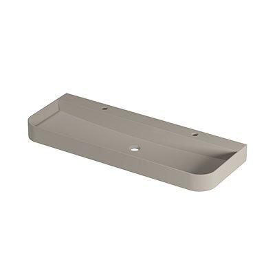 INK Duomo Lavabo - 120x45x10cm - posé - coins arrondis - 2 trous de robinet - polystone - coton crème mat