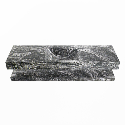 MONDIAZ ALAN - DLUX Badkamermeubelset - 150cm - planchet - Lava - vrijhangende wastafel - wasbak midden - 0 kraangaten - Lava