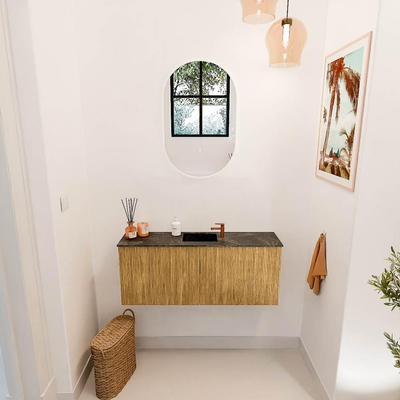 Mondiaz JOYA-DLUX 100cm toiletmeubel - kleur Oak - Wastafel FAYE positie Midden 1 kraangat kleur Lava.