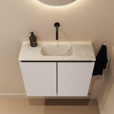 MONDIAZ TURE-DLUX 60cm toiletmeubel Linen. EDEN wastafel Ostra positie midden. Zonder kraangat.