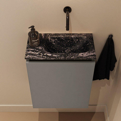 MONDIAZ TURE-DLUX Meuble toilette - 40cm - Smoke - EDEN - vasque Lava - position droite - sans trou de robinet