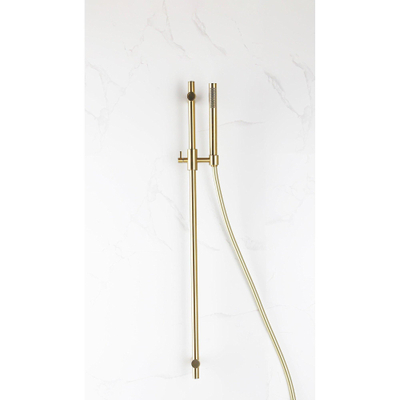 FugaFlow Eccelente Sobrado Ensemble de douche barre curseur avec douchette stick, flexible lisse et robinet de douche Laiton brossé PVD