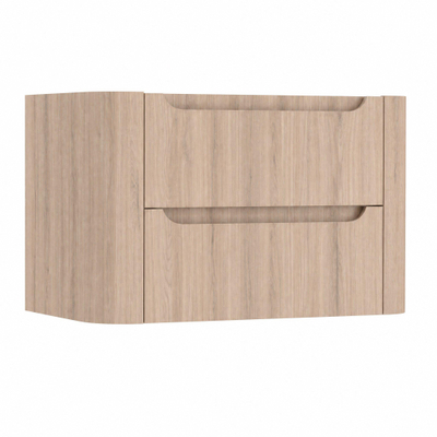 H&R Badmeubelen Juice Meuble sous vasque - 80x45x50cm - coins arrondis - 2 tiroirs - poignée intégrée - Rockford oak