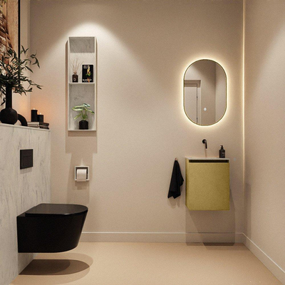 MONDIAZ TURE-DLUX Meuble toilette - 40cm - Oro - EDEN - vasque Opalo - position centrale - sans trou de robinet