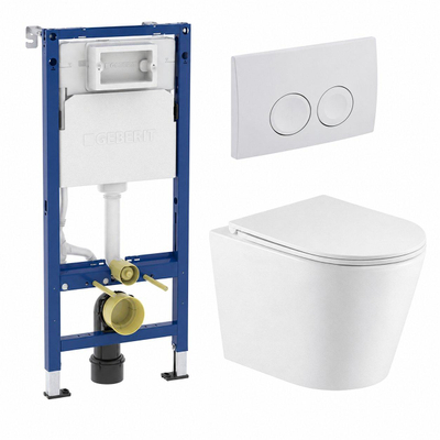 QeramiQ Dely Pack WC - réservoir encastré Geberit UP100 - plaque de déclenchement blanche - WC - Abattant WC - blanc mat