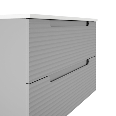 Saniclass Prime Balance Badkamermeubelset - 120x55x45cm - 2 ovale keramische wasbakken wit - 2 kraangaten - 4 lades - mat greige (grijs)