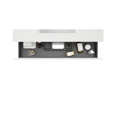 Saniclass Chaci Ensemble meuble de salle de bains - 100x46x55cm - lavabo en céramique blanc - 1 vasque ovale - 1 trou de robinet - 2 tiroirs - miroir rectangulaire - blanc mat
