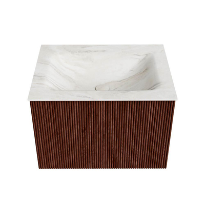 Mondiaz KURVE-DLUX Badkamermeubelset - 60x46x40cm - 1 lade - wastafel solid surface - midden - zonder kraangat - Ruby
