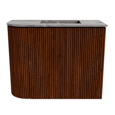 Mondiaz JOYA-DLUX 51.6cm toiletmeubel - ronding links kleur Ruby - Wastafel FAYE positie Rechts 1 kraangat kleur Sombra.