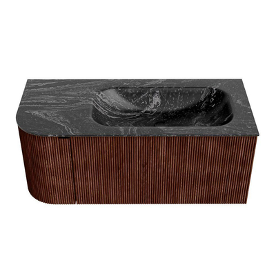 Mondiaz KURVE-DLUX Badkamermeubelset - 105x46x40cm - 1 lade - 1 deur - wastafel solid surface - rechts - 1 kraangat - Ruby
