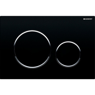 Geberit Sigma20 bedieningsplaat - 2-toets spoeling - ronde knoppen - zwart/glans chroom/zwart - dualflush - glans zwart